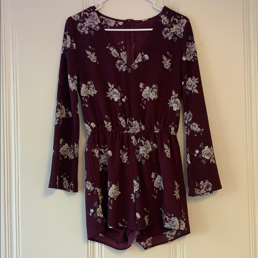 Purple floral romper